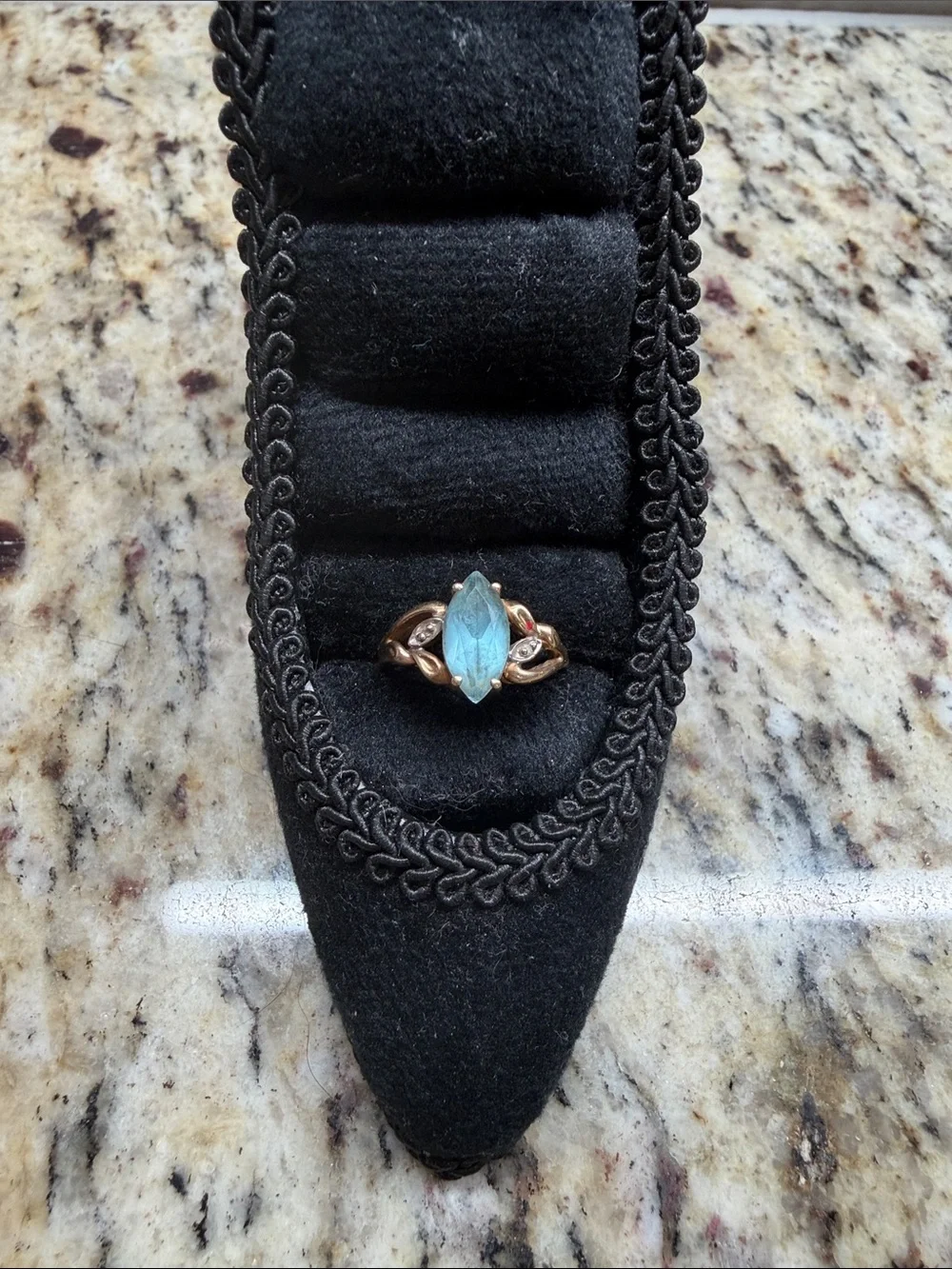 10K Gold Blue Marquise Stone Gold-Tone Women's Ring